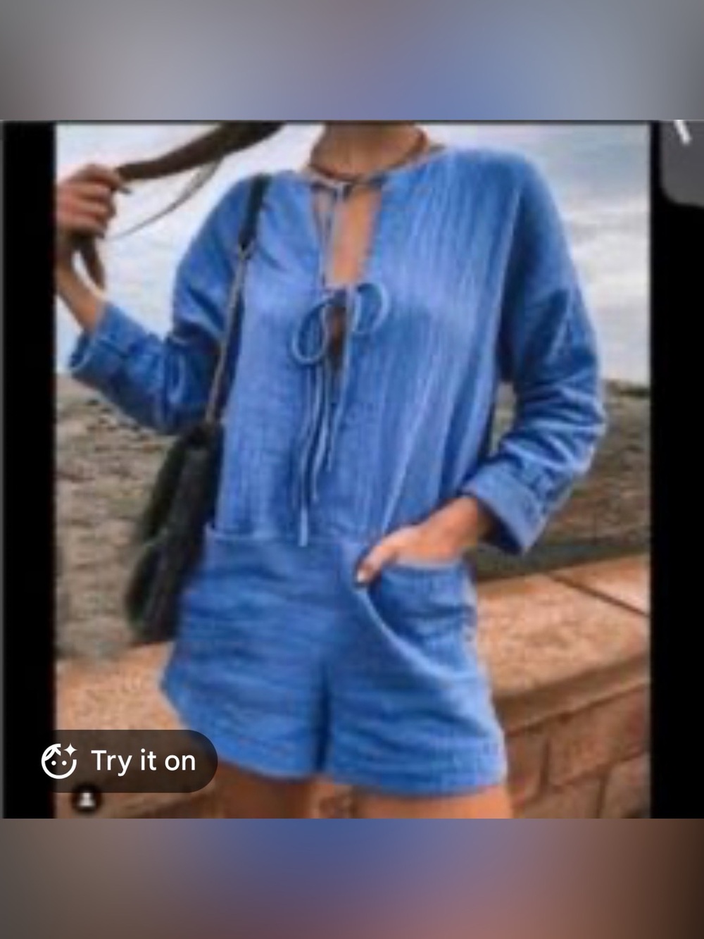 ZARA  | blue romper with tie fronts 100% cotton